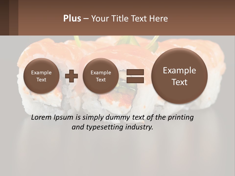 A Piece Of Sushi With Sauce And Cucumbers On It PowerPoint Template