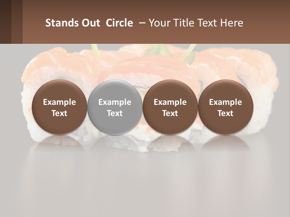 A Piece Of Sushi With Sauce And Cucumbers On It PowerPoint Template