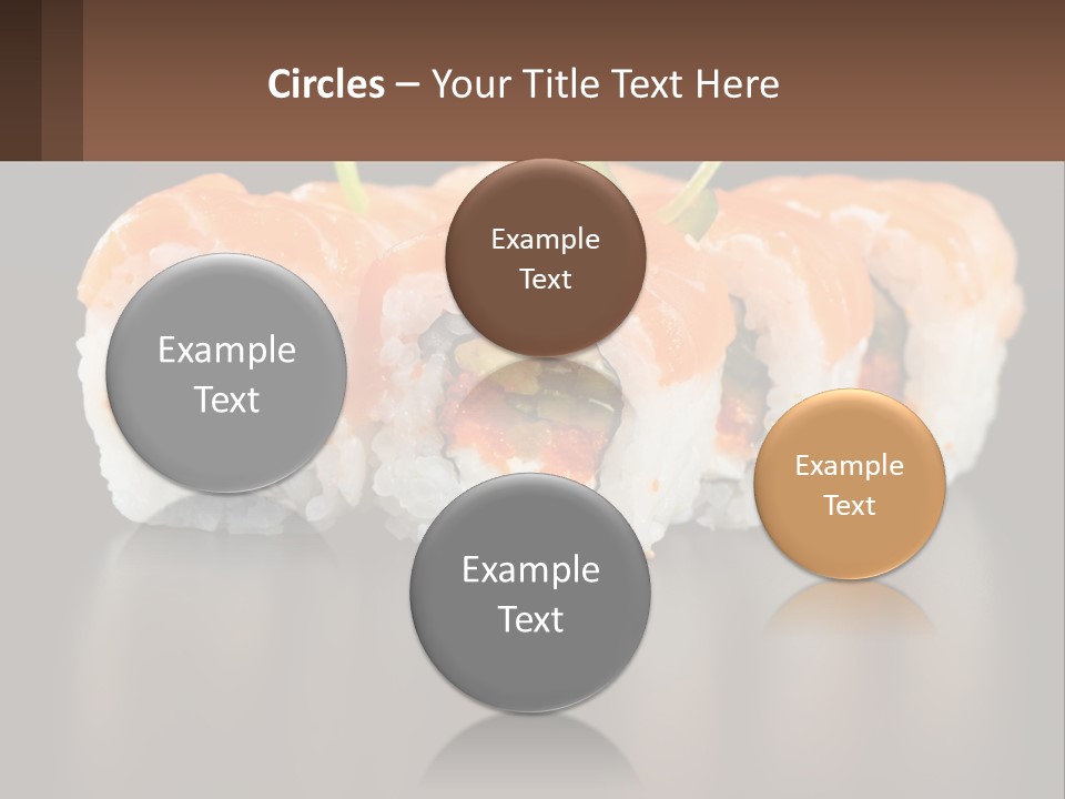 A Piece Of Sushi With Sauce And Cucumbers On It PowerPoint Template