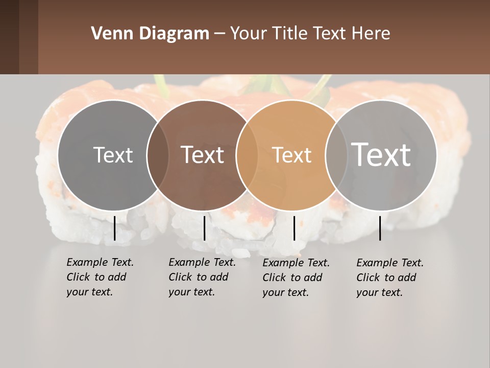 A Piece Of Sushi With Sauce And Cucumbers On It PowerPoint Template