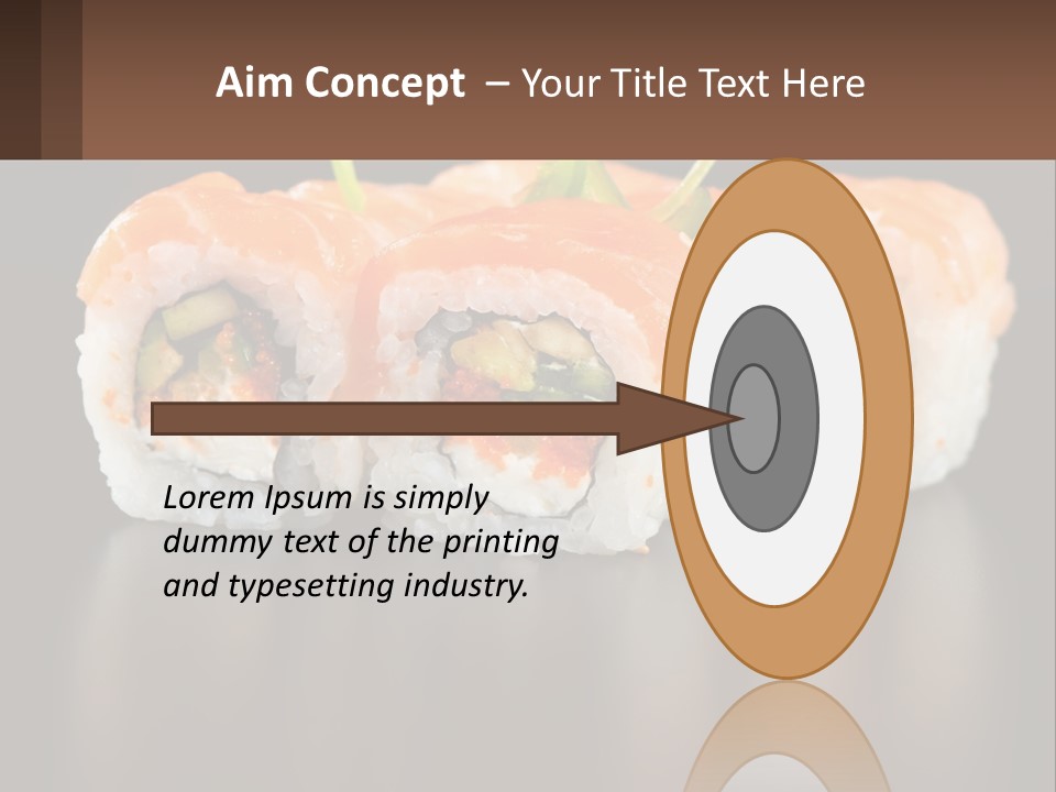A Piece Of Sushi With Sauce And Cucumbers On It PowerPoint Template