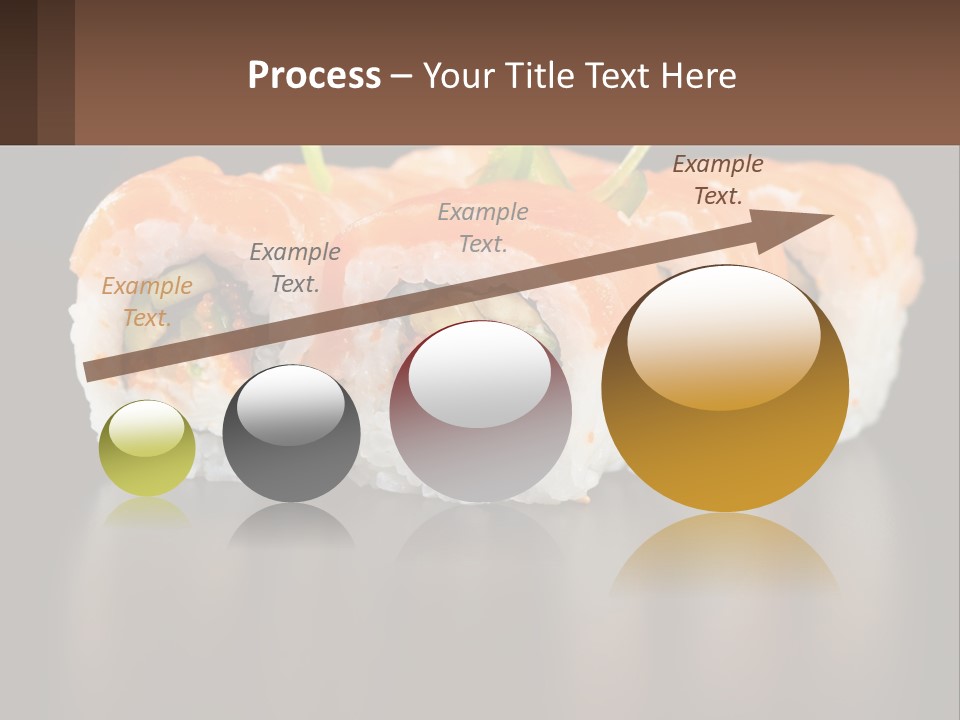 A Piece Of Sushi With Sauce And Cucumbers On It PowerPoint Template