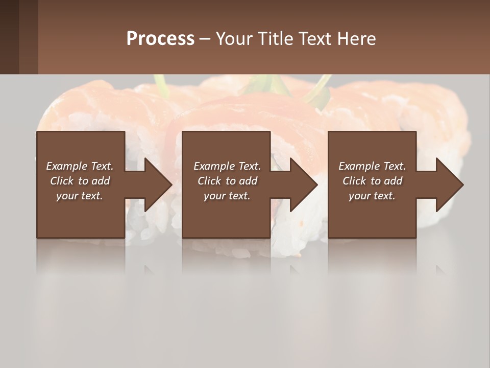 A Piece Of Sushi With Sauce And Cucumbers On It PowerPoint Template