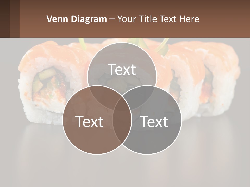 A Piece Of Sushi With Sauce And Cucumbers On It PowerPoint Template