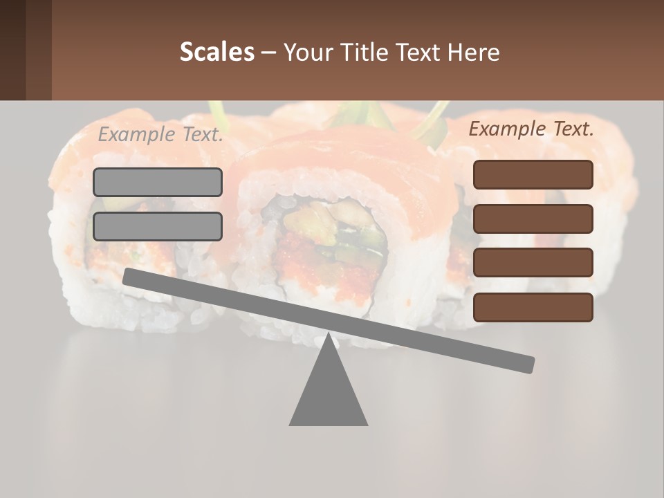 A Piece Of Sushi With Sauce And Cucumbers On It PowerPoint Template