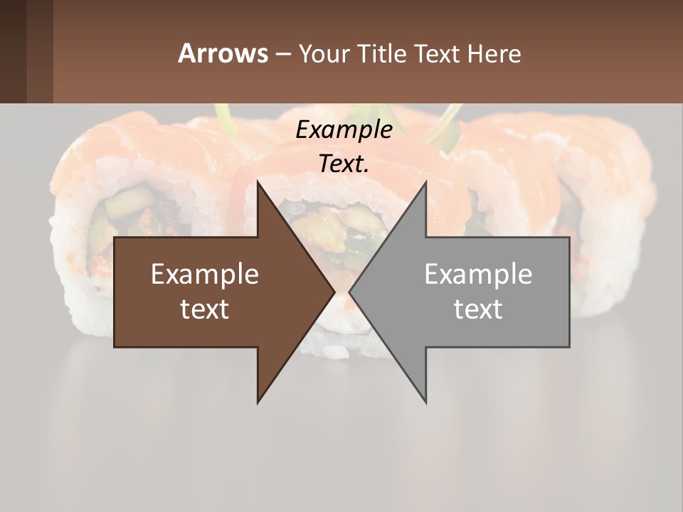 A Piece Of Sushi With Sauce And Cucumbers On It PowerPoint Template