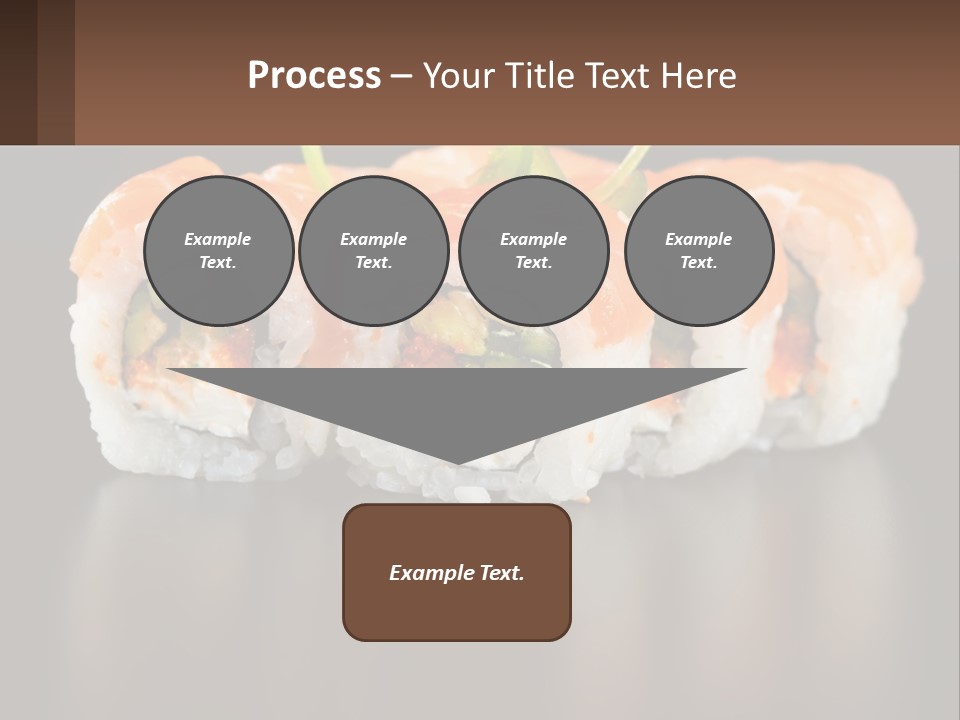 A Piece Of Sushi With Sauce And Cucumbers On It PowerPoint Template