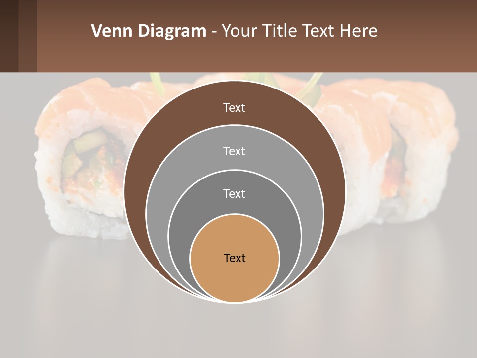 A Piece Of Sushi With Sauce And Cucumbers On It PowerPoint Template
