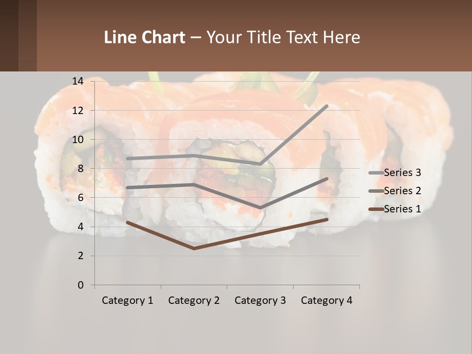A Piece Of Sushi With Sauce And Cucumbers On It PowerPoint Template