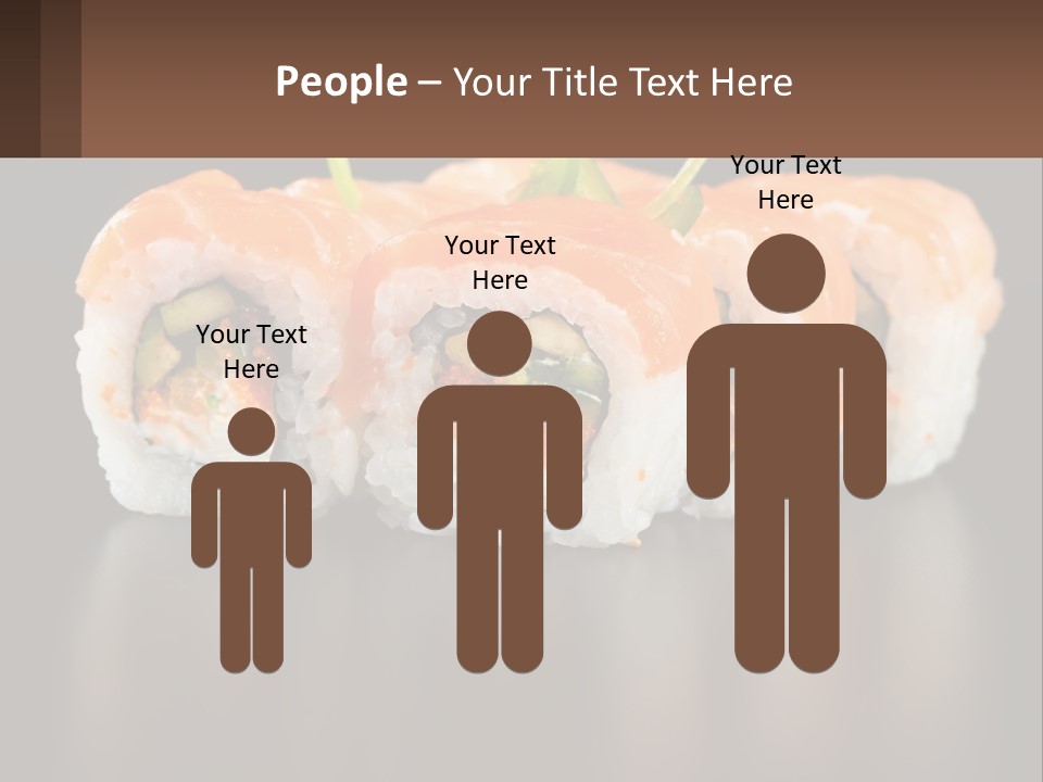 A Piece Of Sushi With Sauce And Cucumbers On It PowerPoint Template