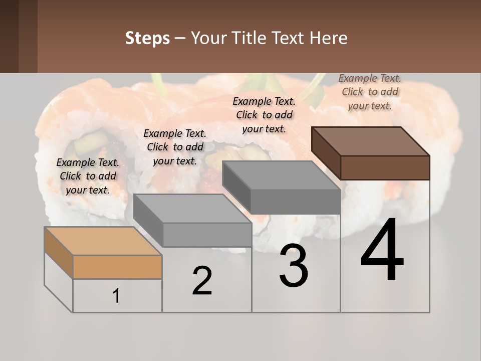 A Piece Of Sushi With Sauce And Cucumbers On It PowerPoint Template