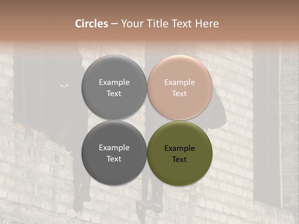 A Man In A Black Suit Climbing Up A Brick Building PowerPoint Template