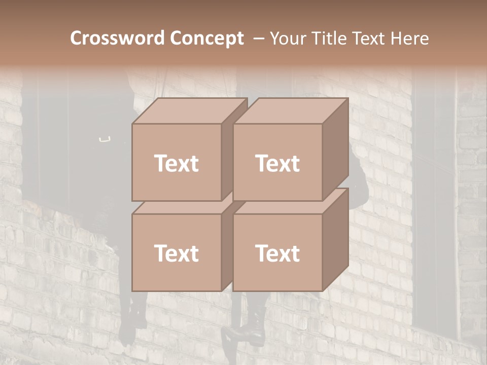 A Man In A Black Suit Climbing Up A Brick Building PowerPoint Template