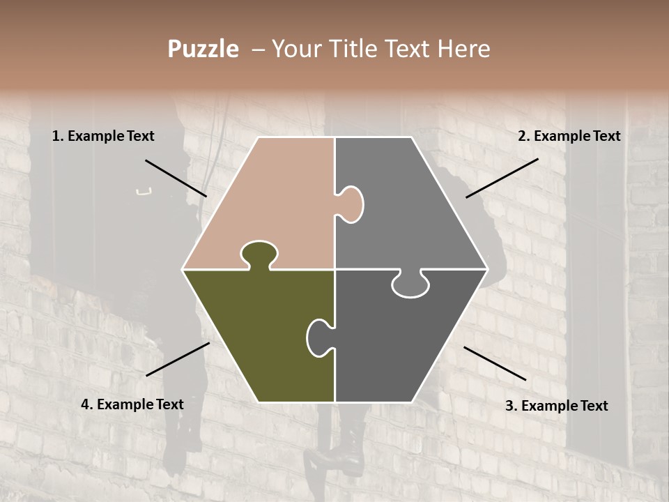 A Man In A Black Suit Climbing Up A Brick Building PowerPoint Template