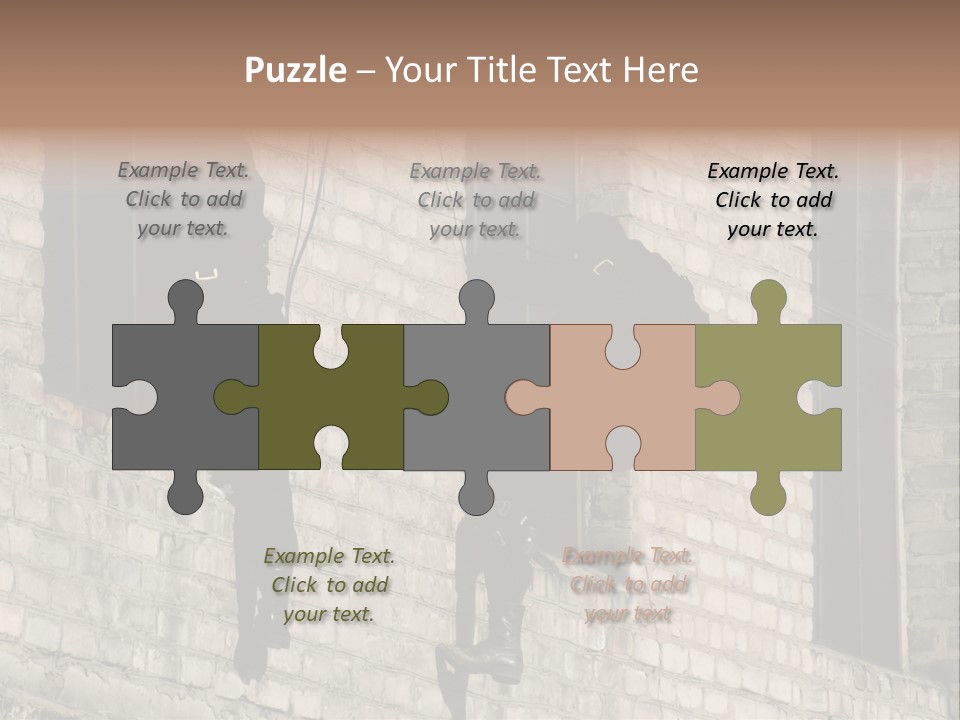 A Man In A Black Suit Climbing Up A Brick Building PowerPoint Template
