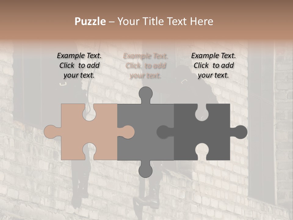 A Man In A Black Suit Climbing Up A Brick Building PowerPoint Template