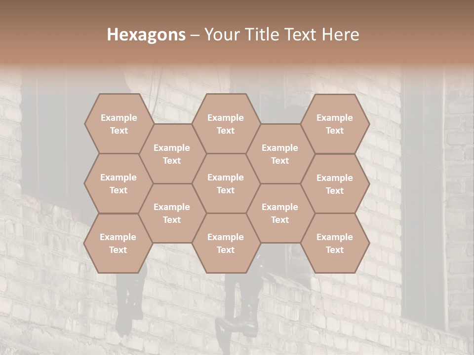 A Man In A Black Suit Climbing Up A Brick Building PowerPoint Template