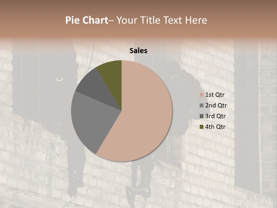 A Man In A Black Suit Climbing Up A Brick Building PowerPoint Template