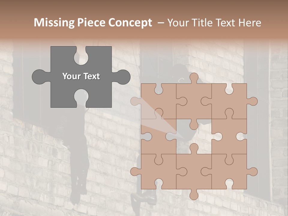 A Man In A Black Suit Climbing Up A Brick Building PowerPoint Template