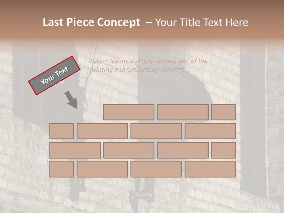 A Man In A Black Suit Climbing Up A Brick Building PowerPoint Template