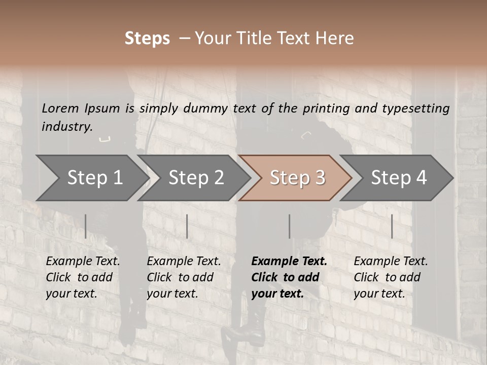 A Man In A Black Suit Climbing Up A Brick Building PowerPoint Template