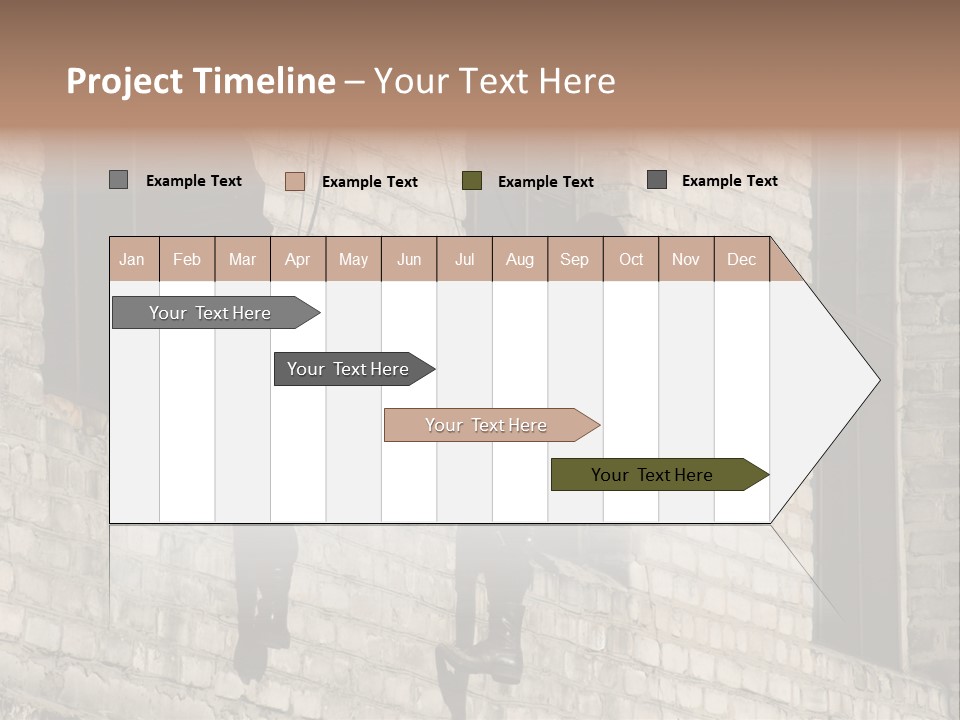 A Man In A Black Suit Climbing Up A Brick Building PowerPoint Template