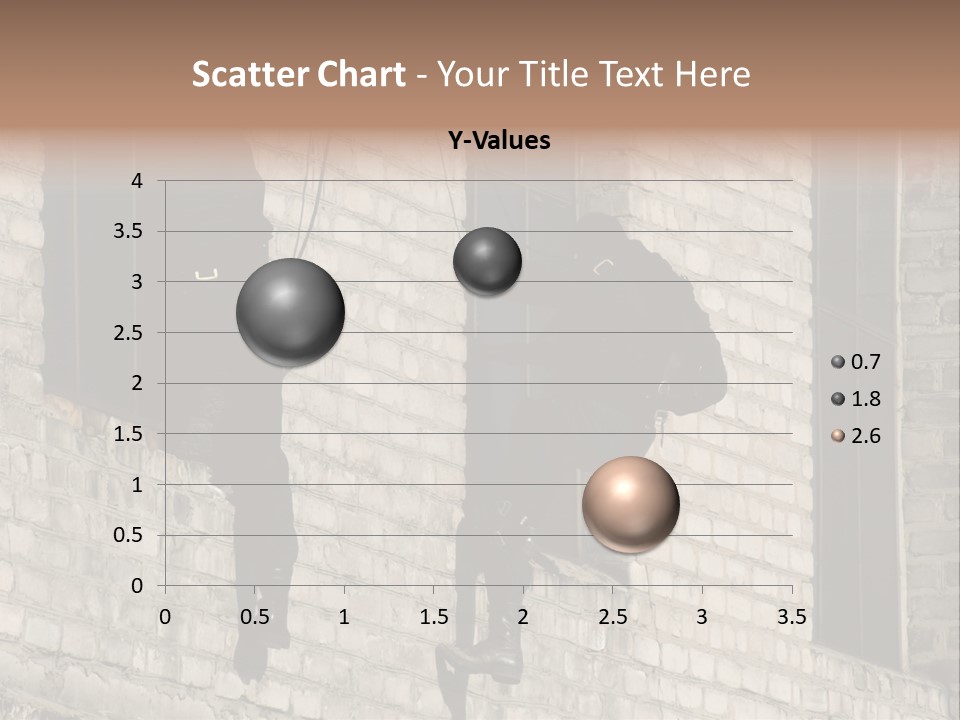 A Man In A Black Suit Climbing Up A Brick Building PowerPoint Template