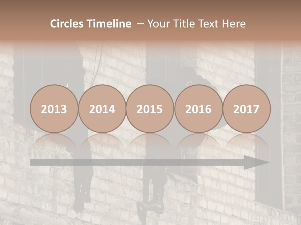 A Man In A Black Suit Climbing Up A Brick Building PowerPoint Template