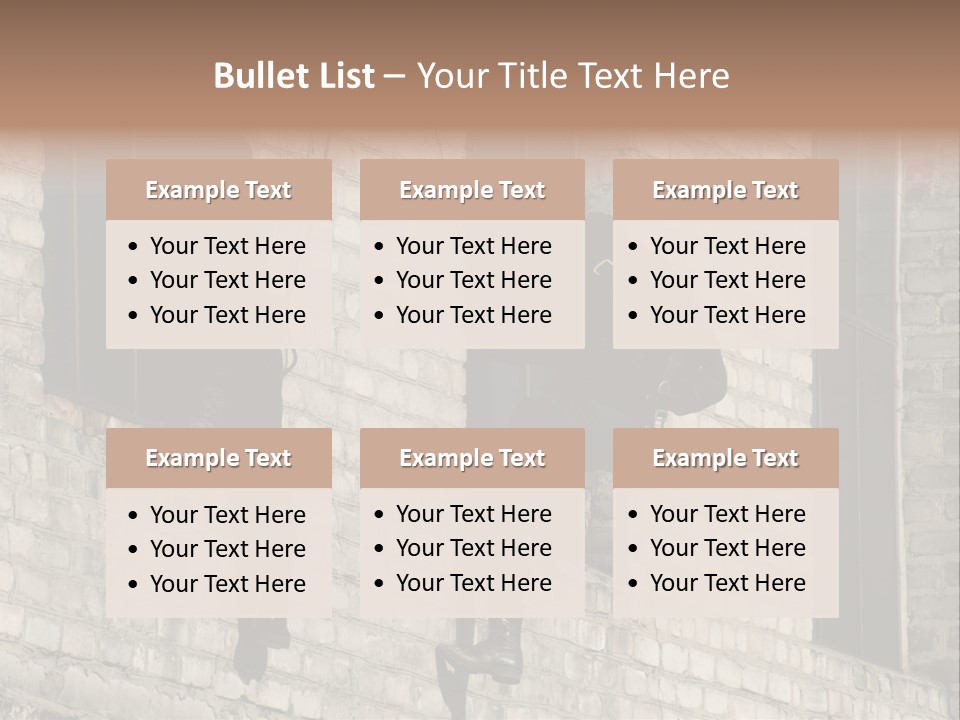 A Man In A Black Suit Climbing Up A Brick Building PowerPoint Template