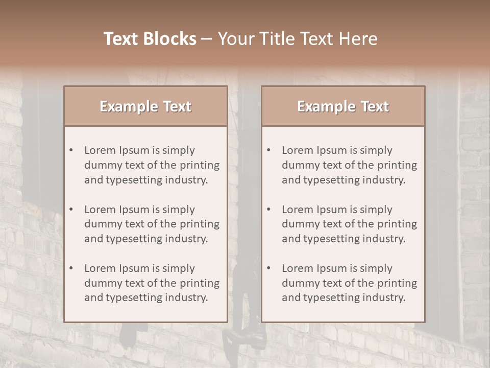 A Man In A Black Suit Climbing Up A Brick Building PowerPoint Template