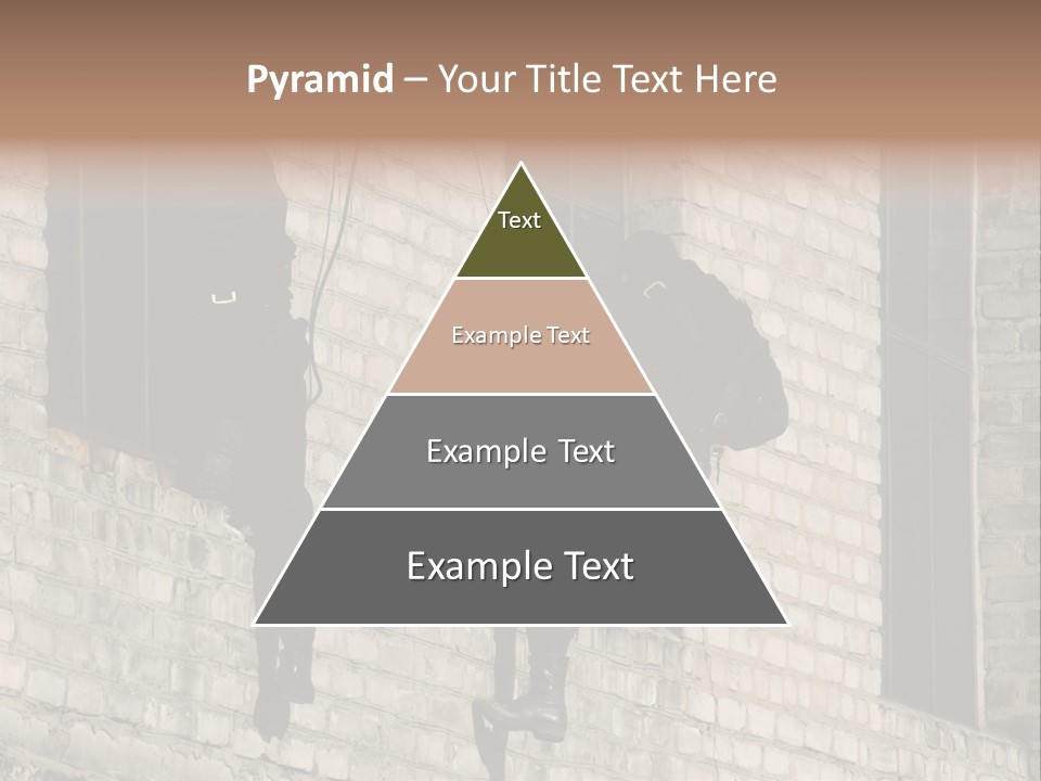 A Man In A Black Suit Climbing Up A Brick Building PowerPoint Template