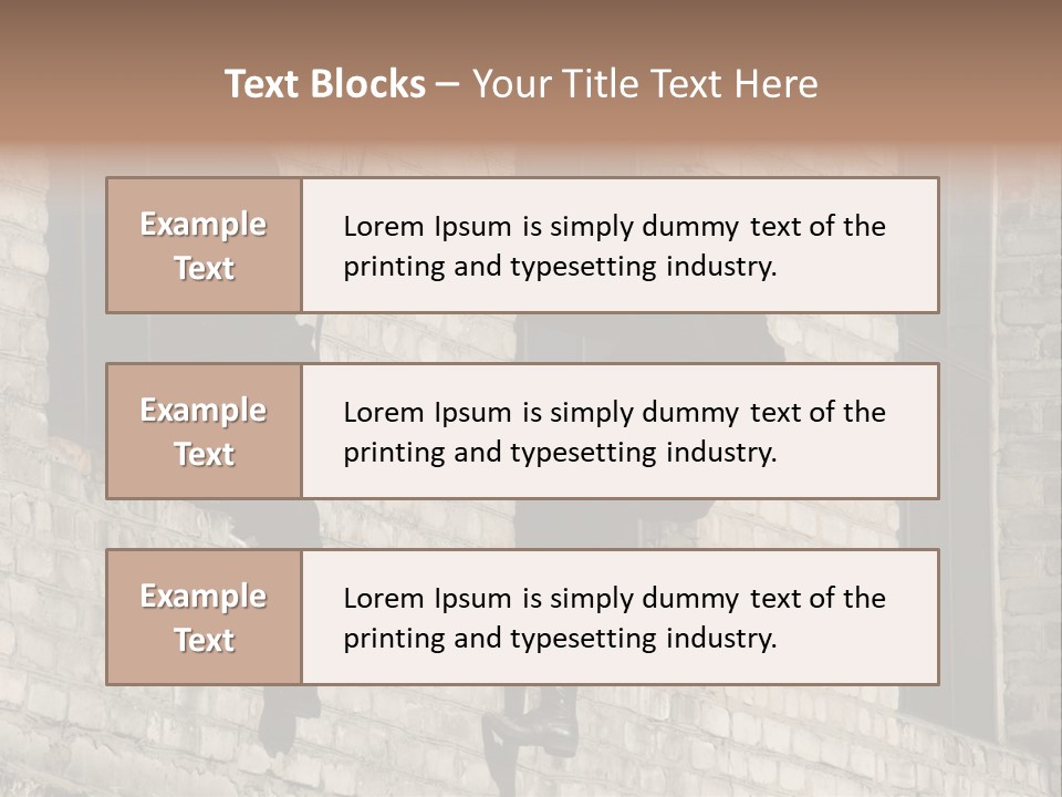 A Man In A Black Suit Climbing Up A Brick Building PowerPoint Template