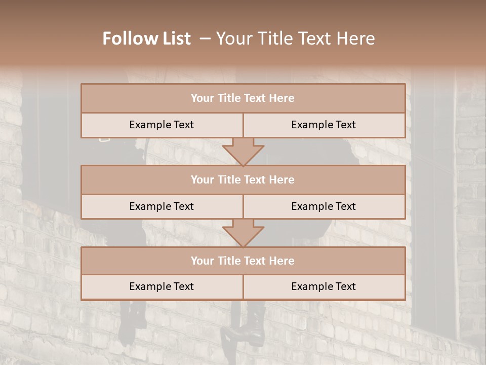 A Man In A Black Suit Climbing Up A Brick Building PowerPoint Template