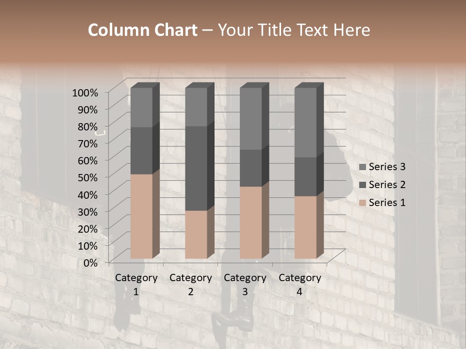 A Man In A Black Suit Climbing Up A Brick Building PowerPoint Template