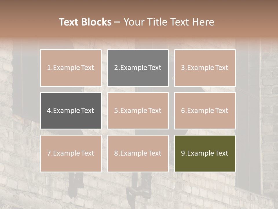 A Man In A Black Suit Climbing Up A Brick Building PowerPoint Template