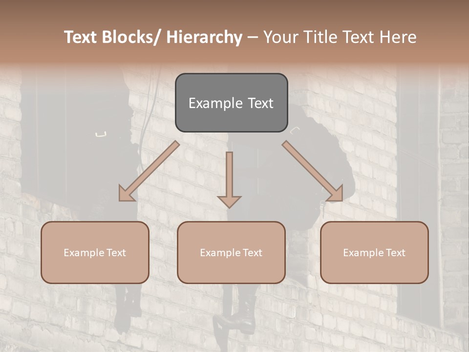 A Man In A Black Suit Climbing Up A Brick Building PowerPoint Template