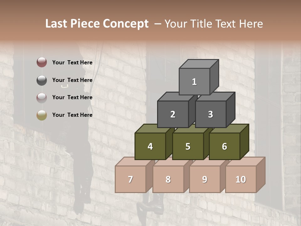 A Man In A Black Suit Climbing Up A Brick Building PowerPoint Template
