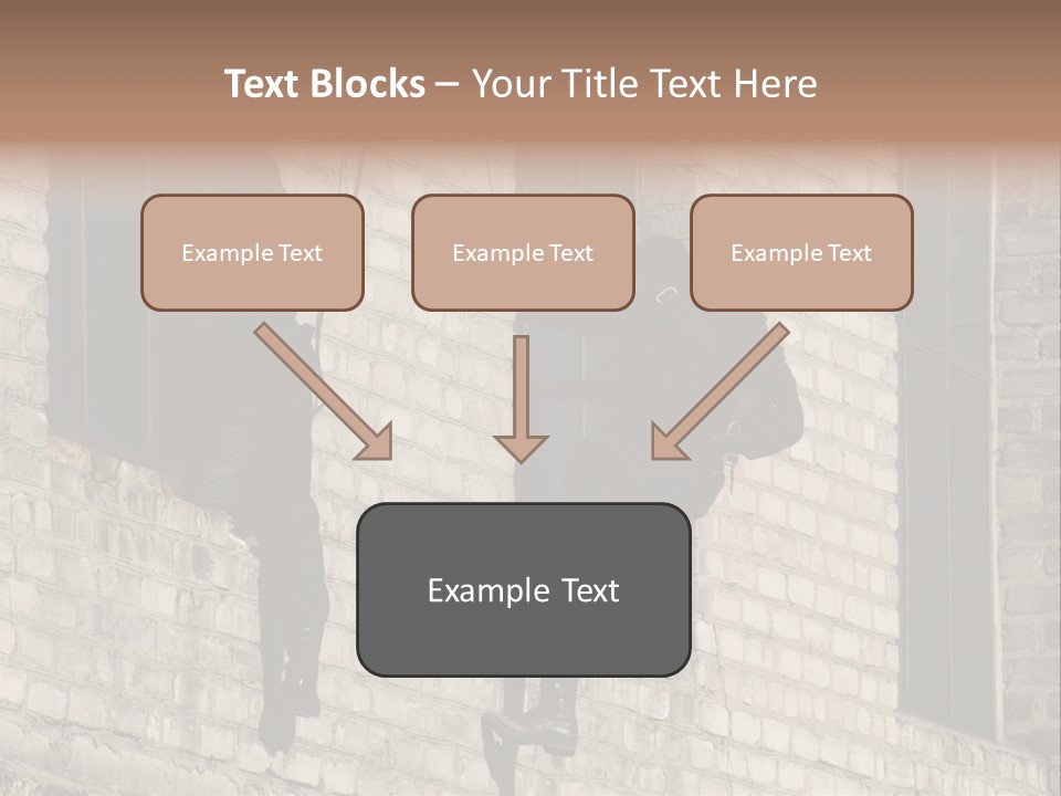 A Man In A Black Suit Climbing Up A Brick Building PowerPoint Template