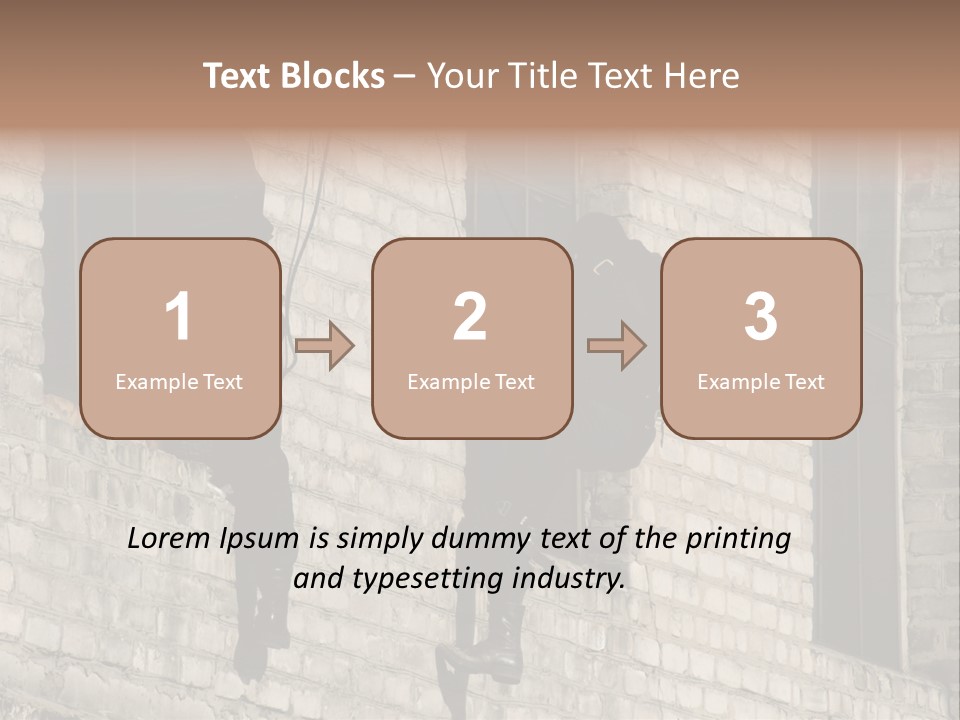 A Man In A Black Suit Climbing Up A Brick Building PowerPoint Template