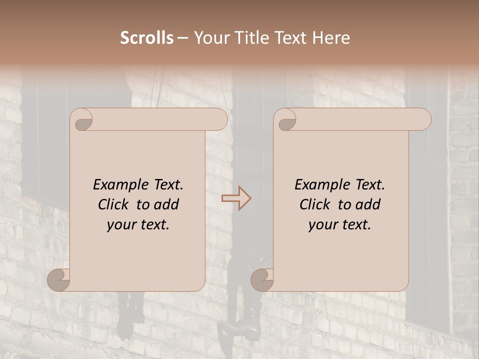 A Man In A Black Suit Climbing Up A Brick Building PowerPoint Template
