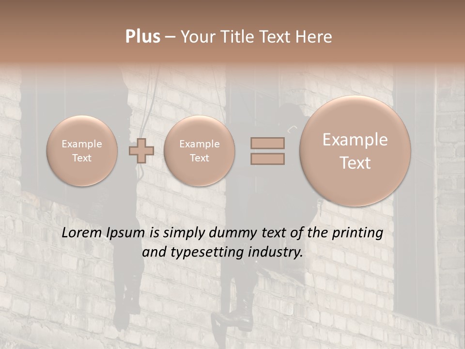 A Man In A Black Suit Climbing Up A Brick Building PowerPoint Template