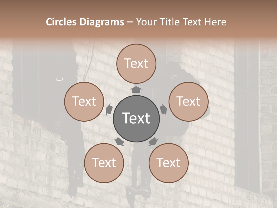 A Man In A Black Suit Climbing Up A Brick Building PowerPoint Template