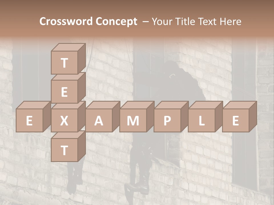 A Man In A Black Suit Climbing Up A Brick Building PowerPoint Template