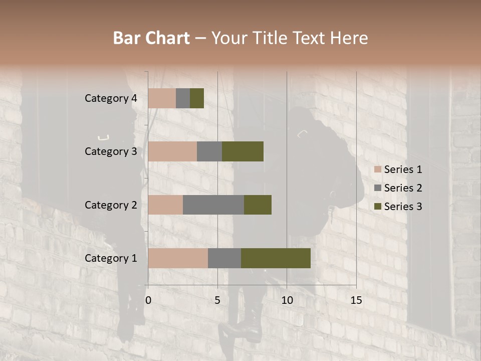 A Man In A Black Suit Climbing Up A Brick Building PowerPoint Template