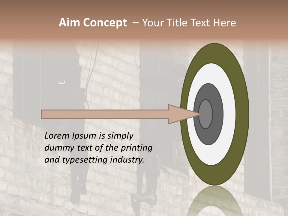 A Man In A Black Suit Climbing Up A Brick Building PowerPoint Template