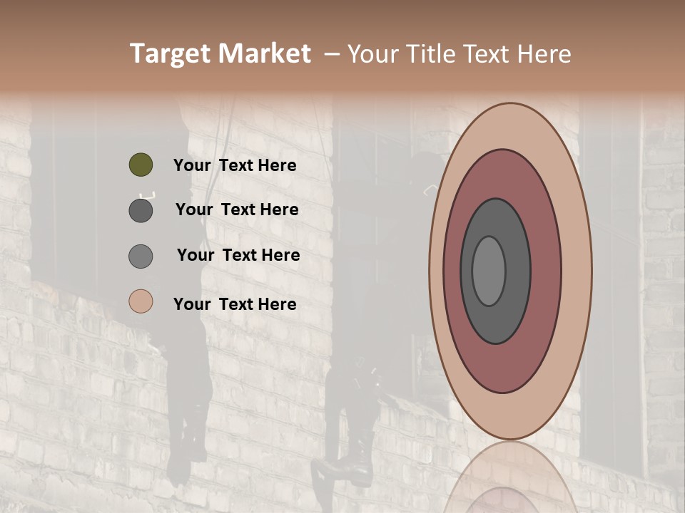 A Man In A Black Suit Climbing Up A Brick Building PowerPoint Template