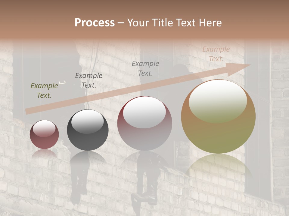 A Man In A Black Suit Climbing Up A Brick Building PowerPoint Template