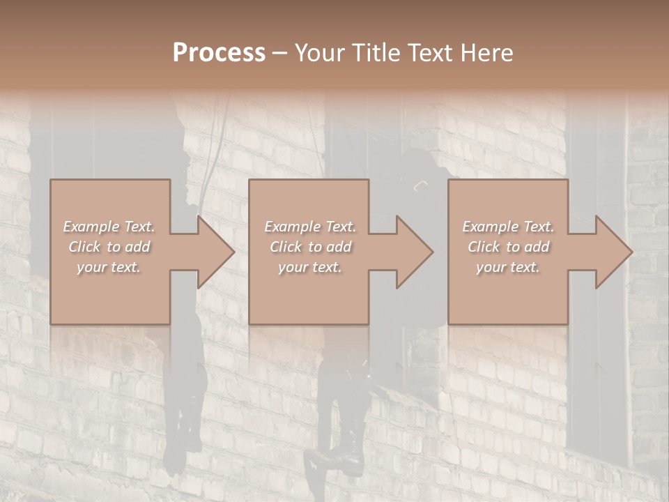 A Man In A Black Suit Climbing Up A Brick Building PowerPoint Template