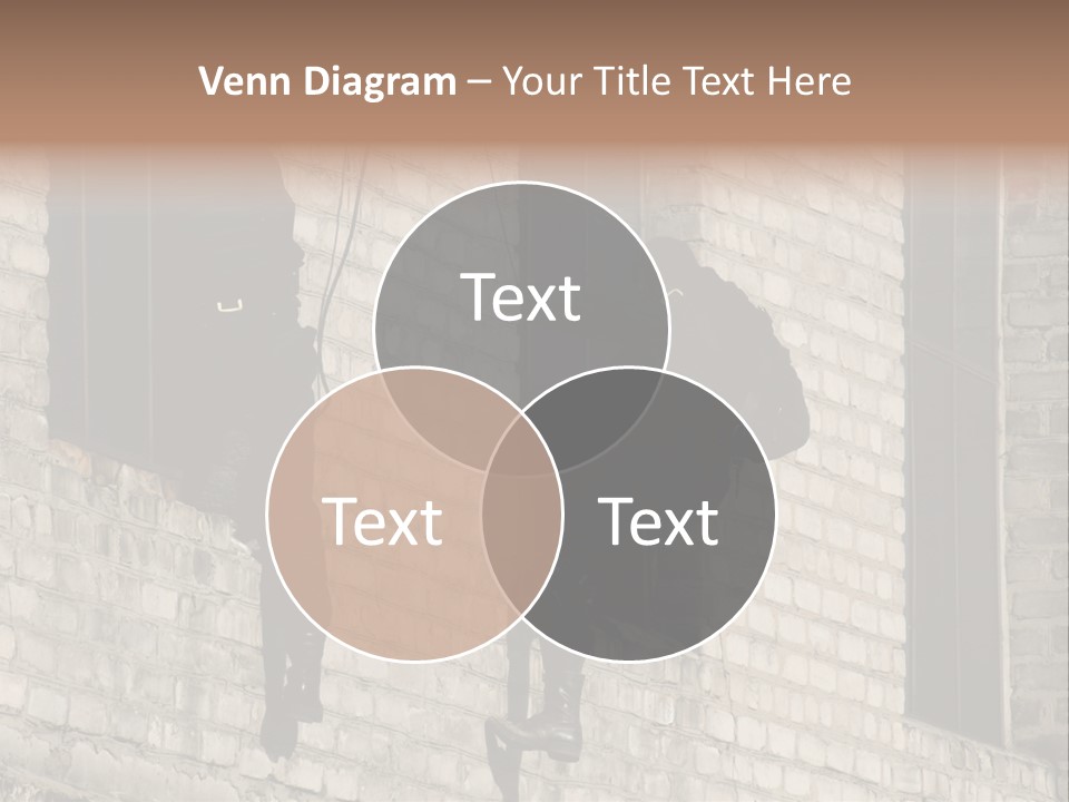 A Man In A Black Suit Climbing Up A Brick Building PowerPoint Template
