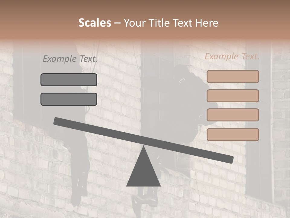 A Man In A Black Suit Climbing Up A Brick Building PowerPoint Template